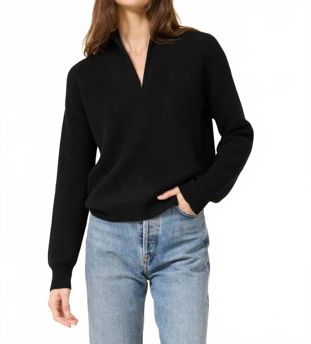 NEW ONE GREY DAY colorado half-zip cashmere pullover in black